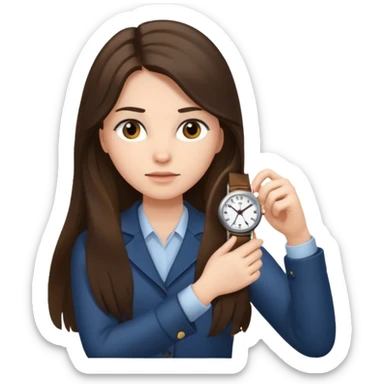 brunette long hairedwoman checking watch sticker