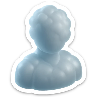 A person from the shoulders up, entirely composed of fluffy white convex clouds sticker
