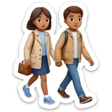 Sister and brother walking in a busy city sticker