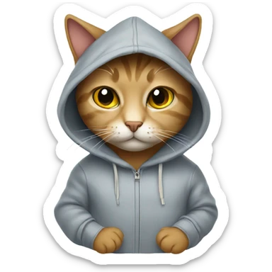 Cat wearing hoodie sticker
