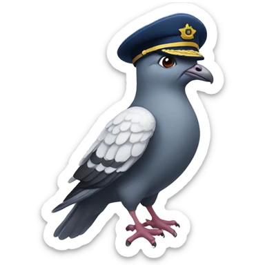 pigeon with a flight captain hat sticker