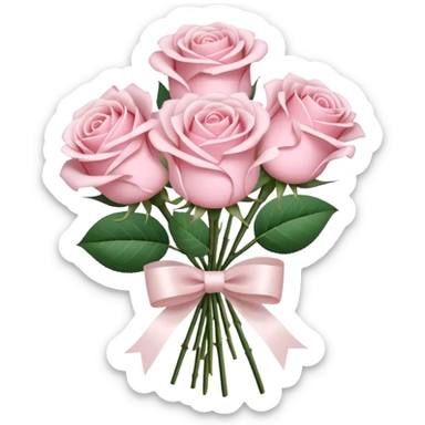 A bouquet of light pink roses tied with a sheer ribbon bow. sticker