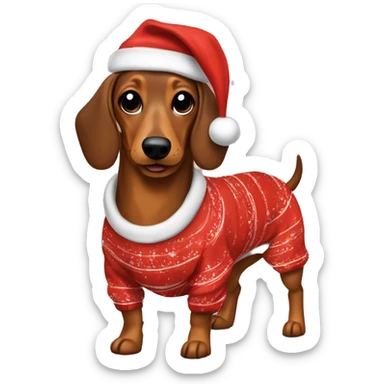 Wiener dog in Christmas pjs sticker