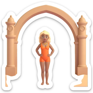 blonde woman with light brown skin, with the Atalaia Beach arches (Aracaju-SE, Brazil) in the background sticker