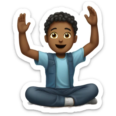 A boy praising god sticker