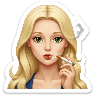 curvy long blonde hair pale  pose smoking sticker