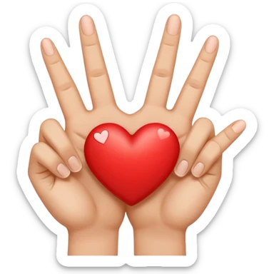 Heart hands with middle fingers up and touching sticker