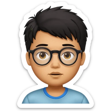 generate a pretty bratz boy with spectacles on, slightly fat, tan. Black hair messy sticker