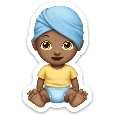 HAIRLESS BABY IN DIAPER WITH BLUE T-SHIRT sticker