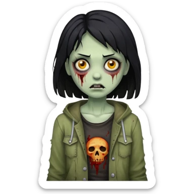 girl zombie with black hair sticker