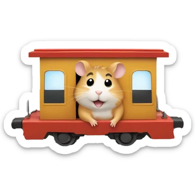 hamster rides a train sticker
