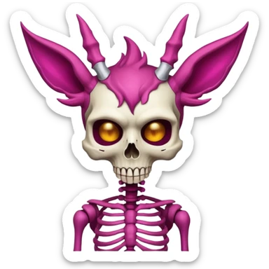 Magenta Skinny skeletal Skeleton-Flareon-fairy with a skull mask sticker