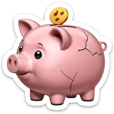 emoji of sad piggy bank, right view sticker