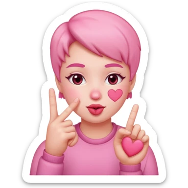 an uwu kissy face with a finger heart emoji sticker