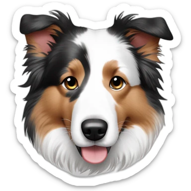 White red merle border collie speckled face in wheel chain sticker