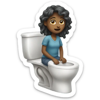 A girl go to toilet  sticker
