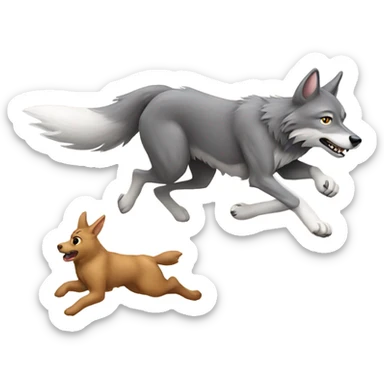 Wolf running towards a bunny sticker