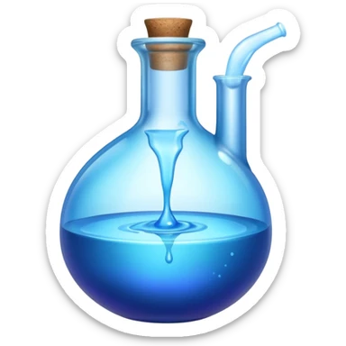 Blue potion bottle open with the liquid falling out (Upside-down with no cork and w/o handle) sticker