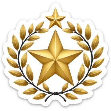 Gold double star with black laurel wreath sticker
