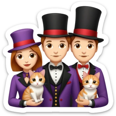 Icon Contour  Magician Couple and Their Pet Cat  sticker
