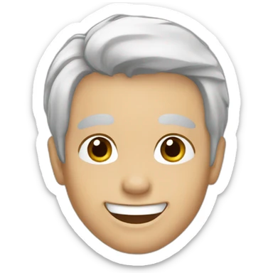happy boy with gray hair and white skin sticker
