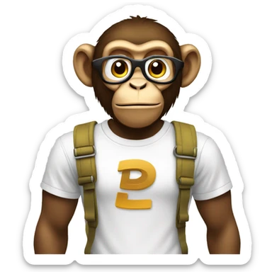 a monkey with a white t-shirt that spells 'coder' sticker
