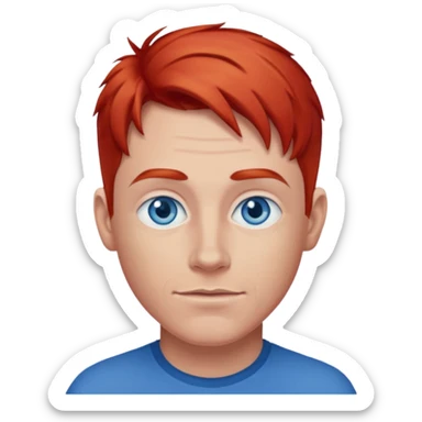 Dave Farrell with blue eyes, red hair sticker