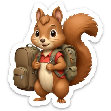 Squirrel with a backpack sticker
