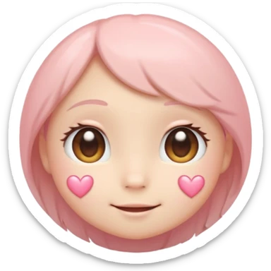 “Soft pastel cute round emoji, gentle blush, shy sparkling eyes looking down, small trembling smile, tiny hidden heart, subtle glow, warm romantic vibe, glossy, adorable, high-quality.” sticker