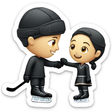 Hockey boy hugging figure skating girl sticker