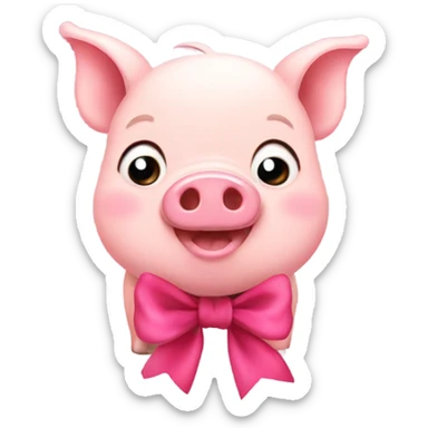 cute pig with bow sticker