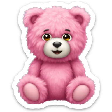 pink fluffy teddy bear  sticker