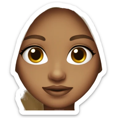 a girl with long brown hair, brown eyes, long eyelashes, plump lips  sticker