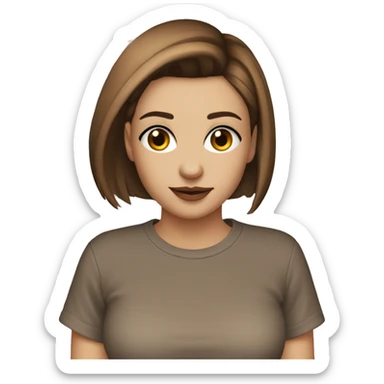 girl with Emma Mayers haircut but in brown and round gases and aesthetic t shirt sticker
