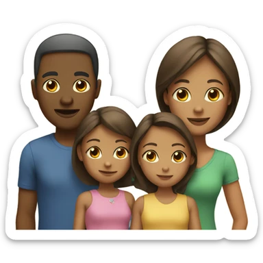 Family with three girls sticker