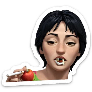 girl with fruit and cigarette sticker