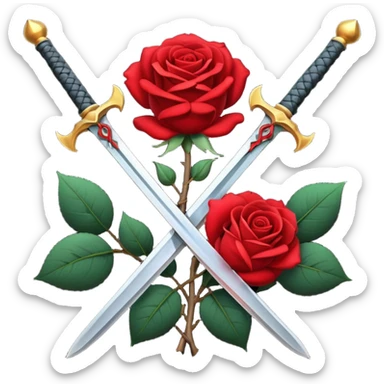 Crossed weapons with a rose sticker