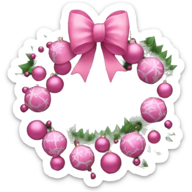 Pink christmas wreath sticker