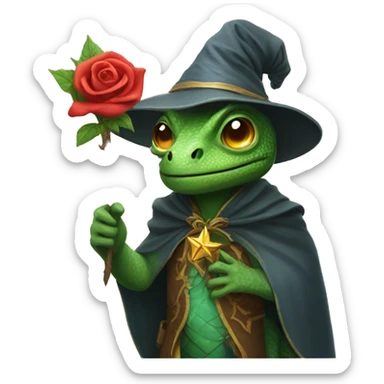 Lizard wizard with rosette sticker