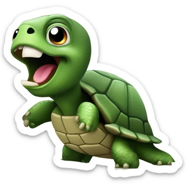 cute turtle screams at computer sticker