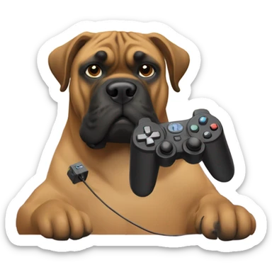 bullmastiff playing video games sticker