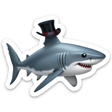 Shark with a top hat sticker