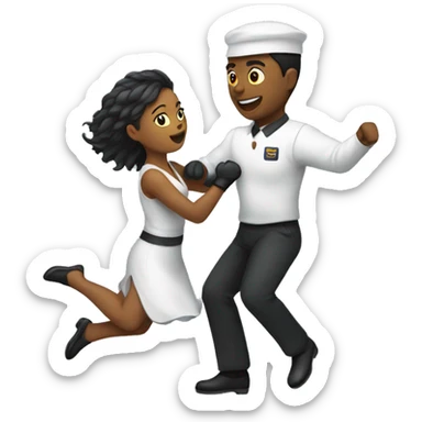 Fight attendant dance with cat sticker