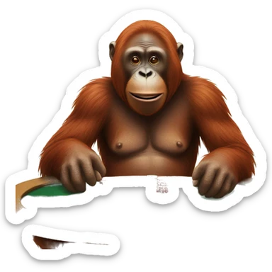 Orangutan playing poker sticker