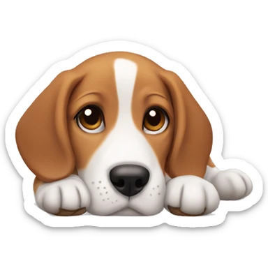 Beagle puppy laying sticker