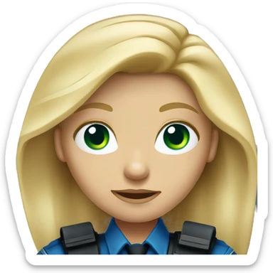 blond long haired girl with green blue eyes as a criminal police officer sticker