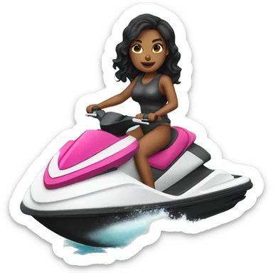 black haired girl riding jet ski sticker