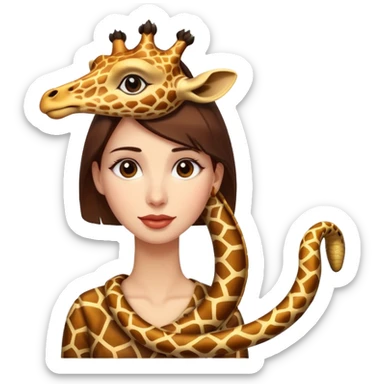 Woman with a very long snake giraffe neck  sticker