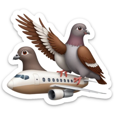 Pigeon and sparrow is riding in the plane B787 sticker