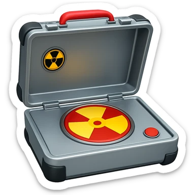 Make the nuclear suitcase open with a button. Keep the background transparent. sticker